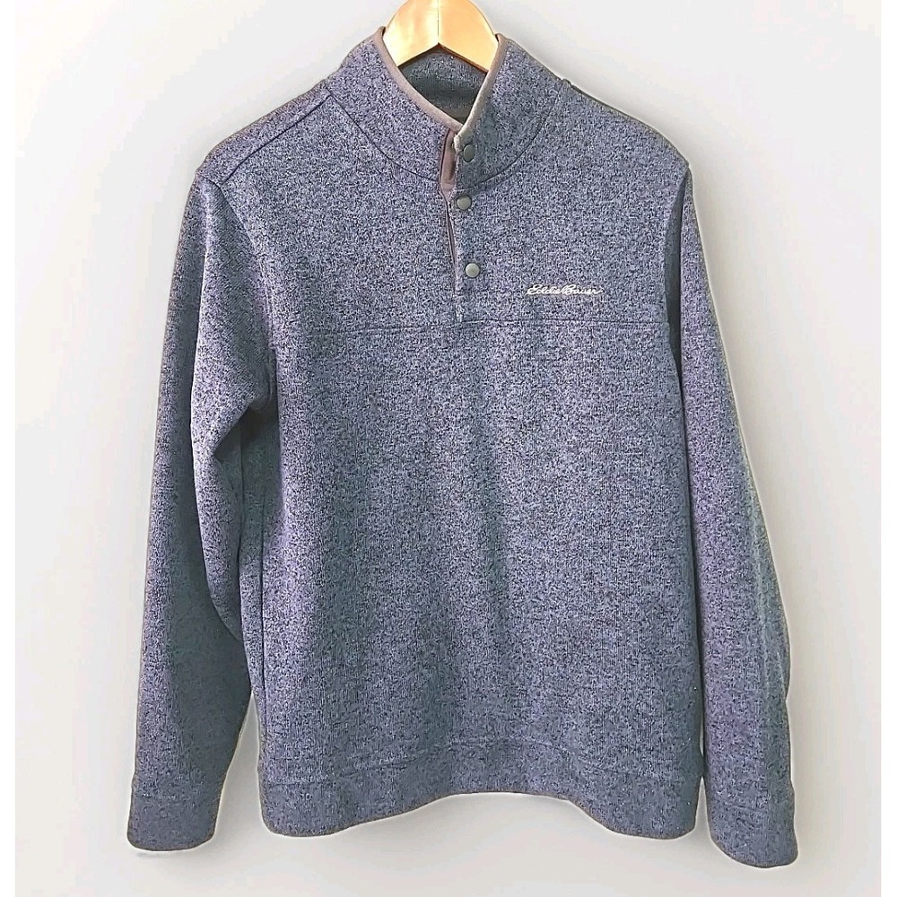 Eddie Bauer Men's Medium Blue 1/4 Zip Radiator‎ Fleece Sweater Pullover Layer